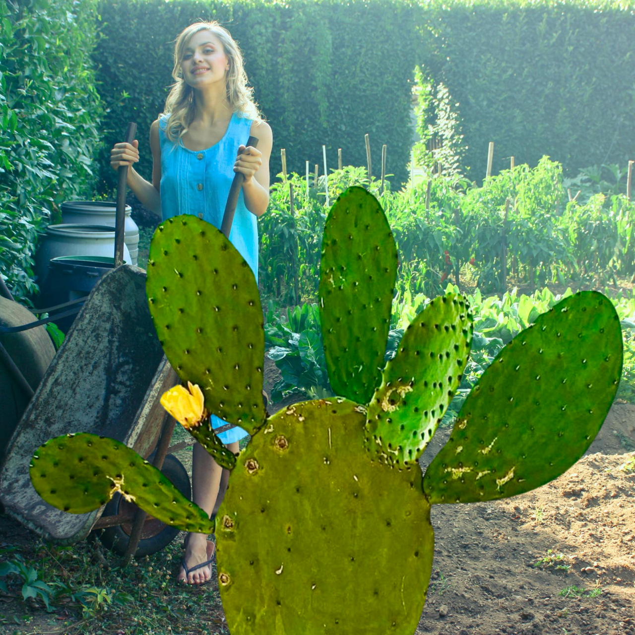 A Nopales Cactus (Spineless Prickly Pear)